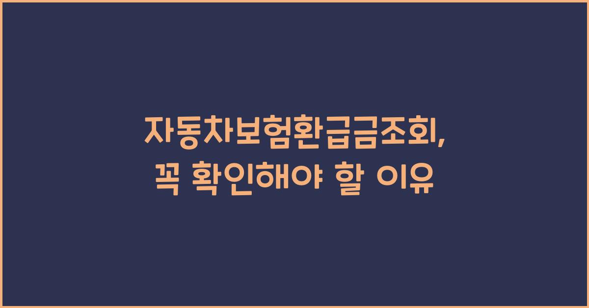 자동차보험환급금조회