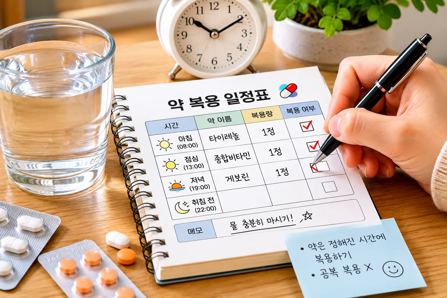 약 복용 관리 모습