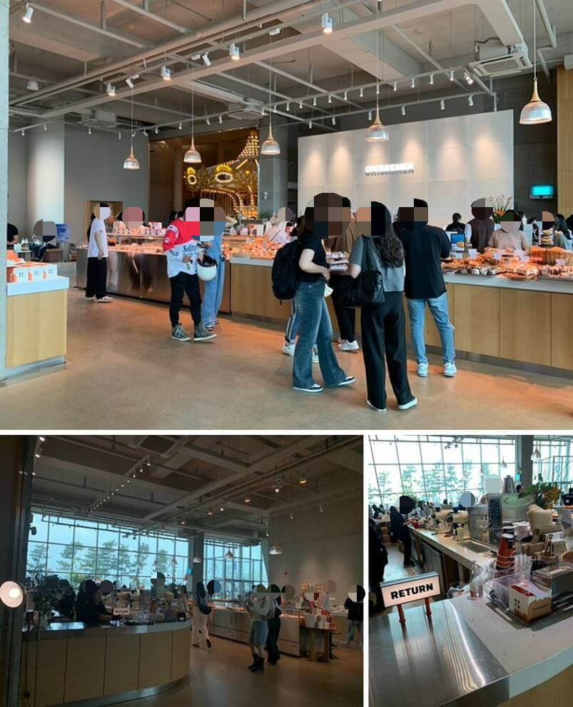 베이커리 존 및 주문, 반납하는 곳