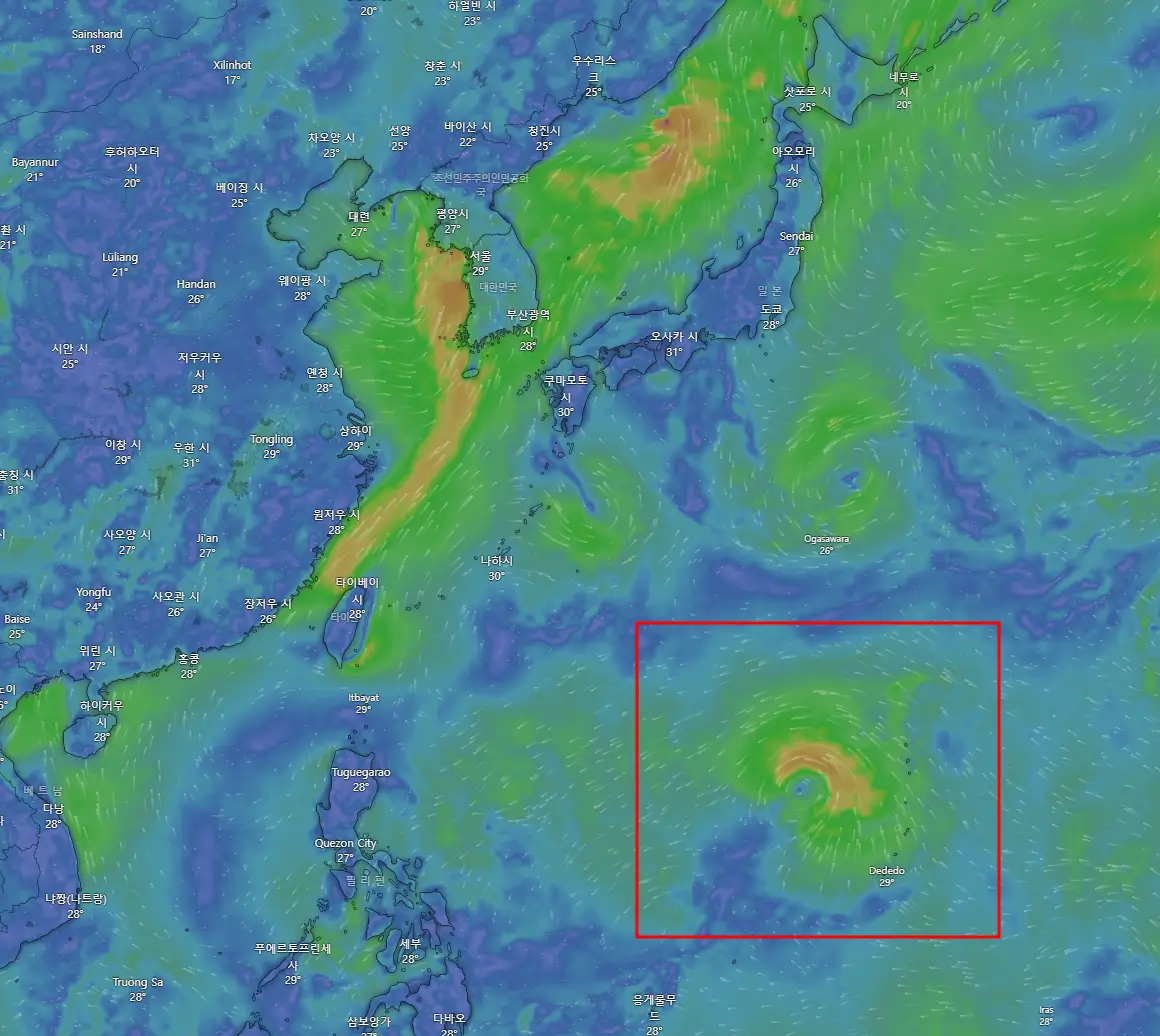 태풍 산산 현재위치 위성사진
