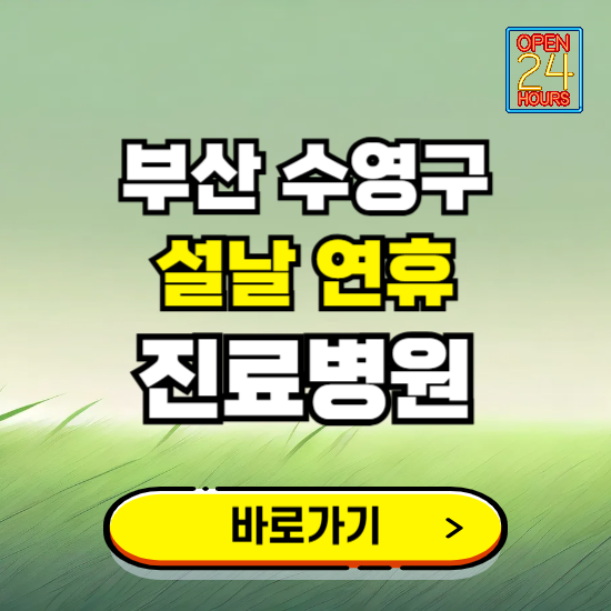 부산 수영구 설날 연휴 진료병원 찾기 ❘ 24시 응급 야간 심야 문여는 병원