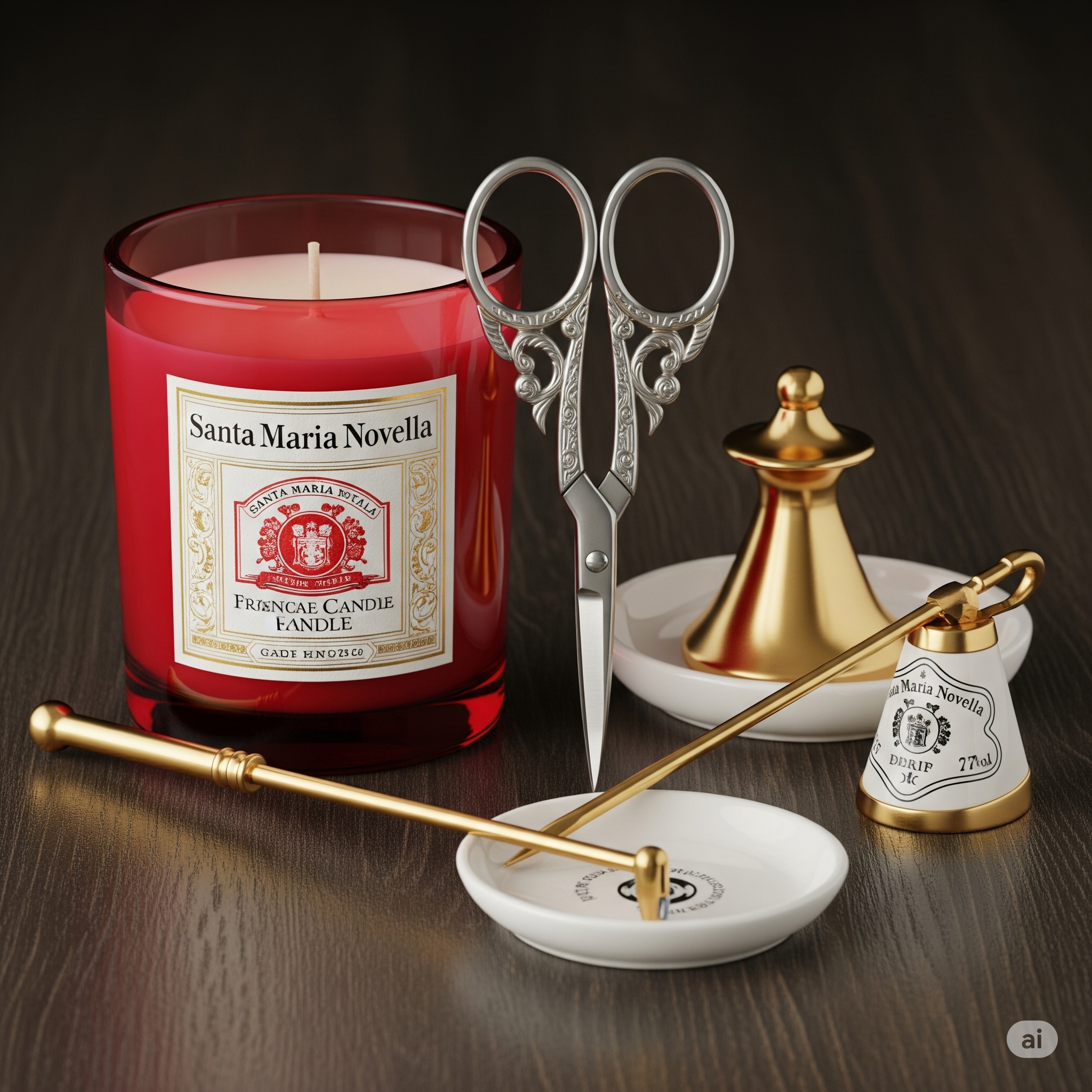 산타마리아 노벨라 향초와 심지 가위 등 관리 용품