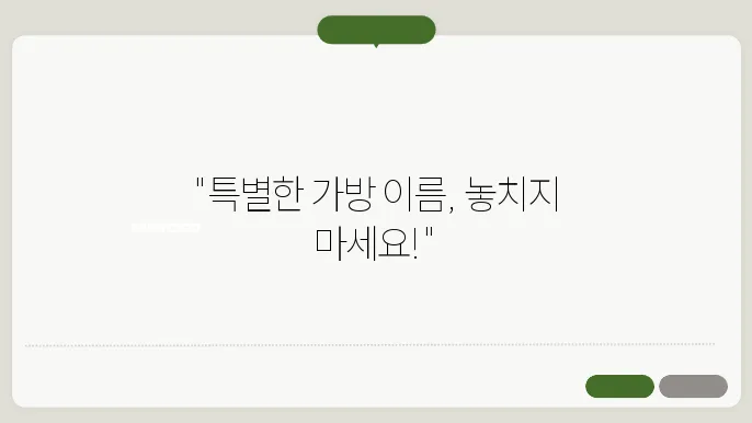 가방이름, 작명 상호명 이름 짓기 추천 쌕보 총쌕리