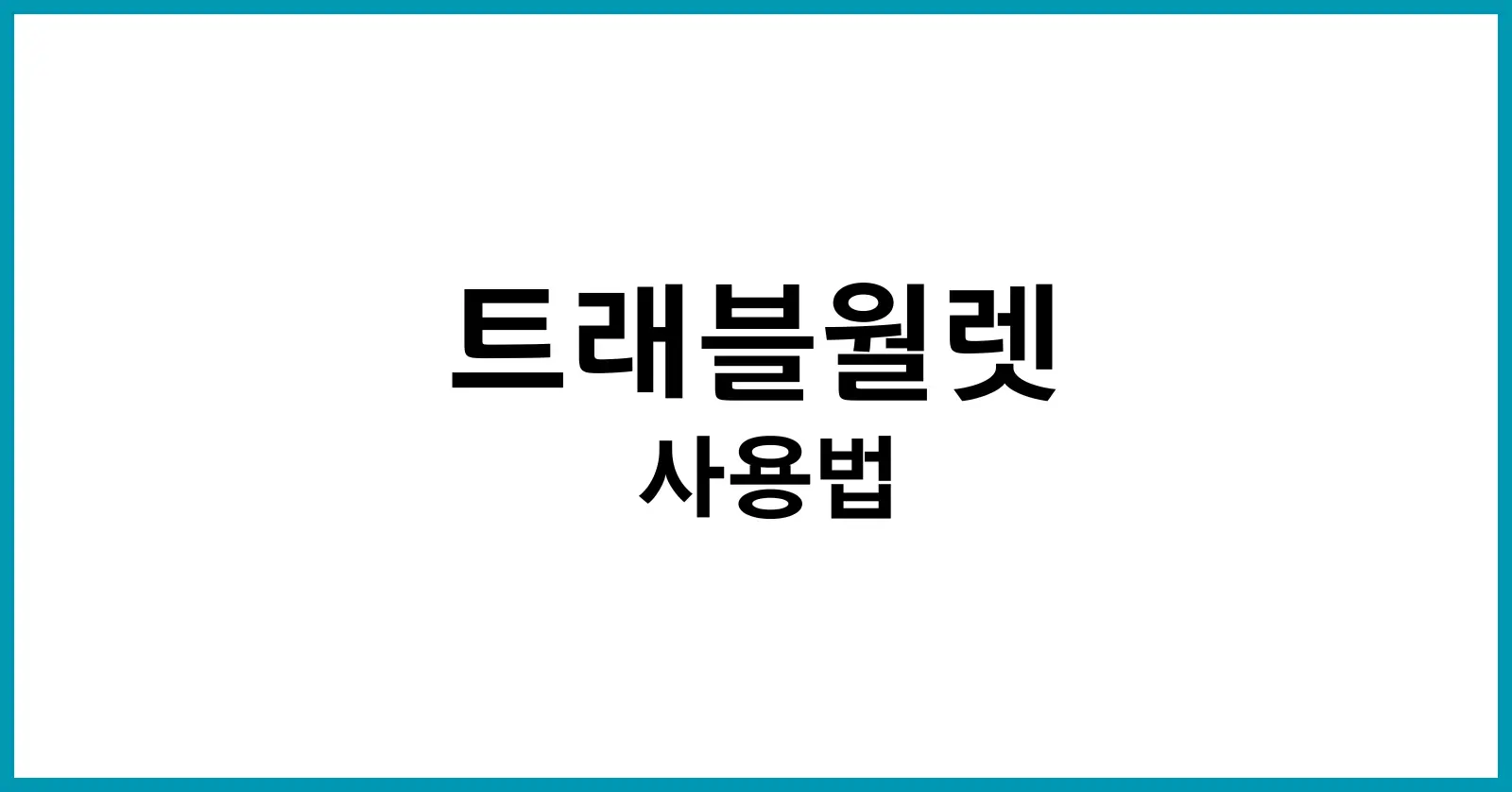 트래블월렛 사용법