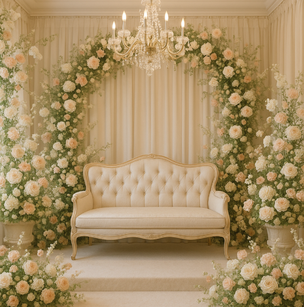 꽃으로 꾸며진 신부대기실 사진