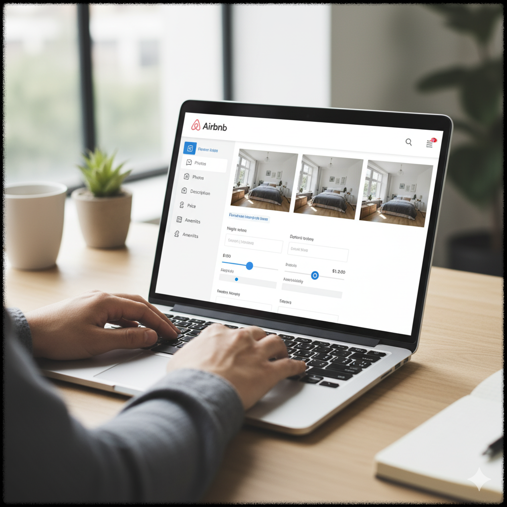 Airbnb 숙소 목록 작성 및 편집 중인 모습