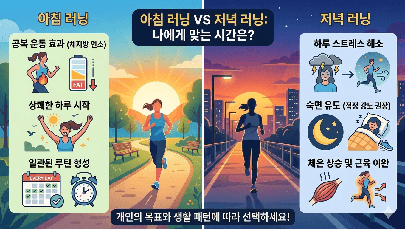 아침러닝, 저녁러닝, 러닝루틴