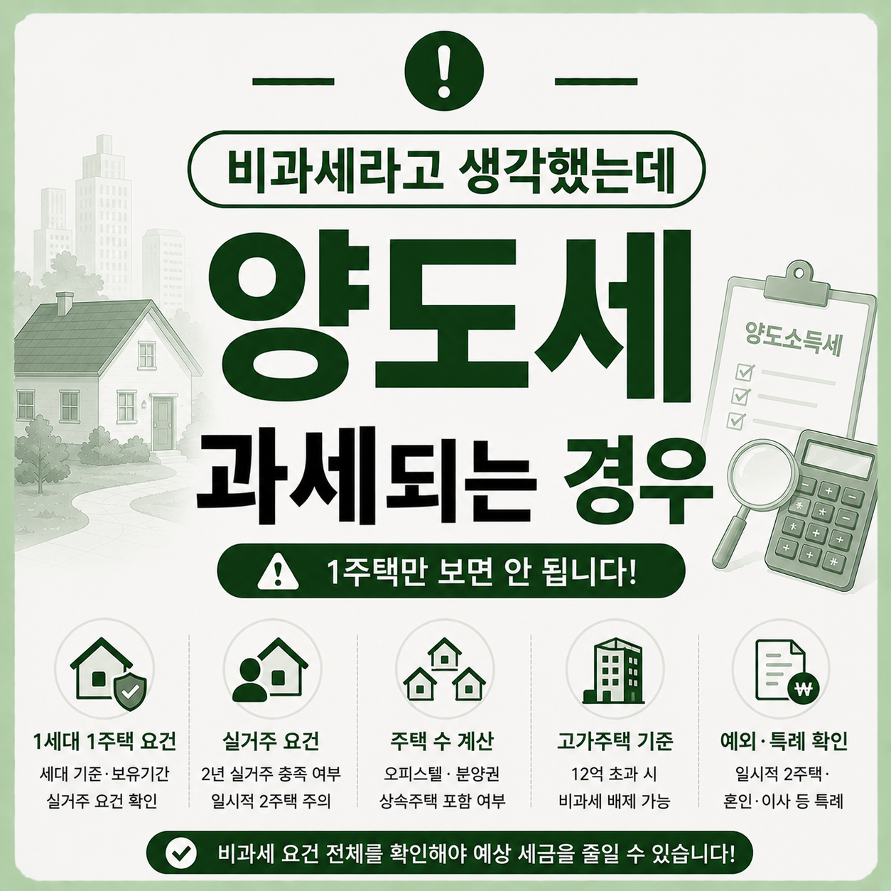 비과세라고 생각했지만 양도세 과세되는 경우를 확인하는 모습
