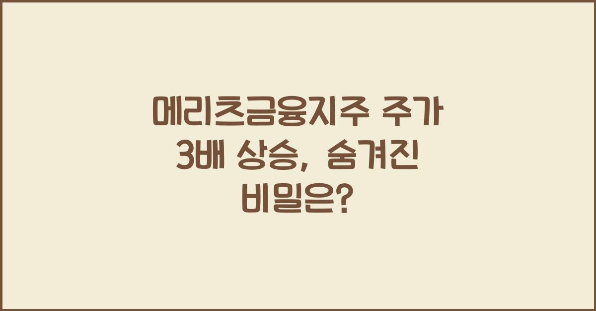 메리츠금융지주 주가 3배 상승
