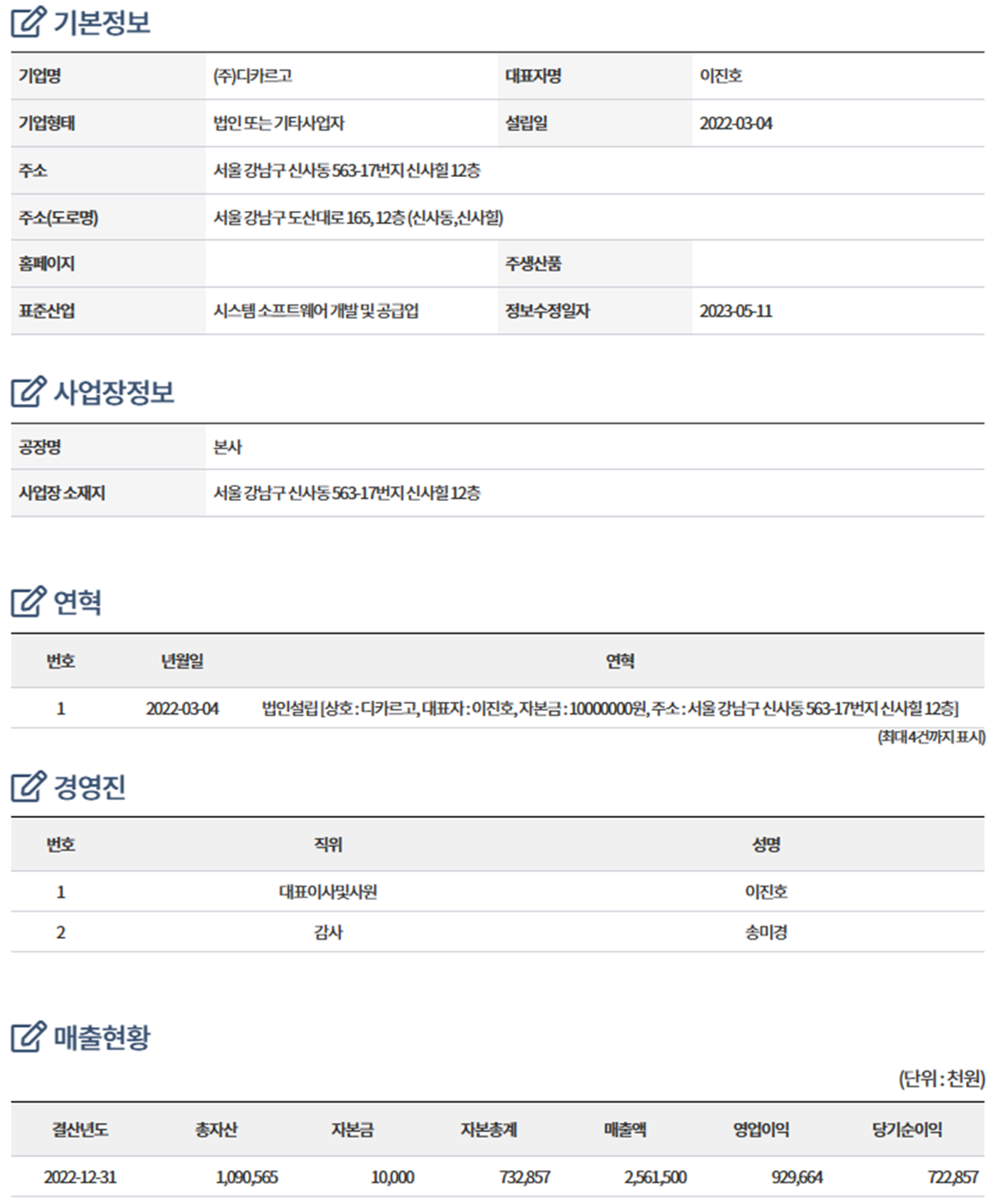 디카르고(2023.3)의 기업정보