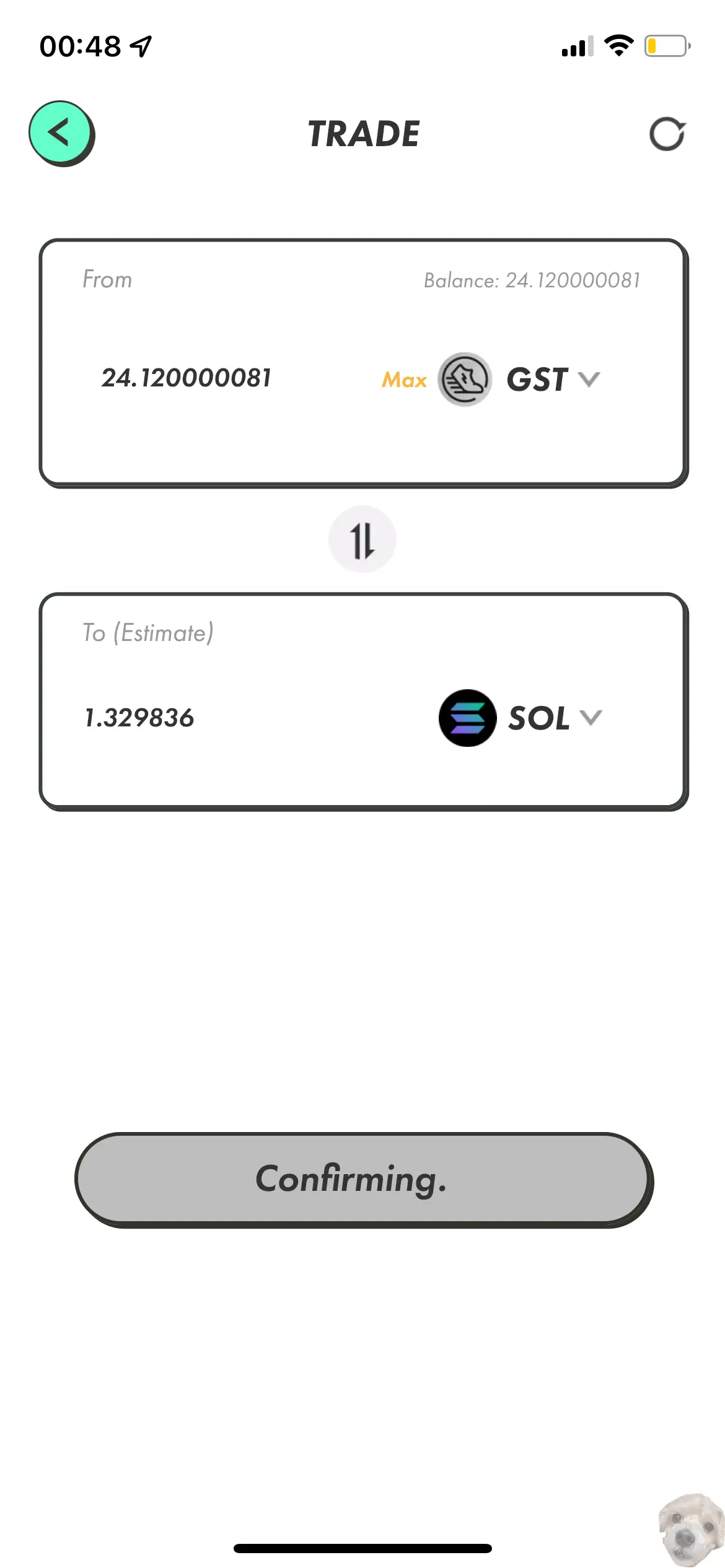GST를 SOL 로 바꿔서 적립하기