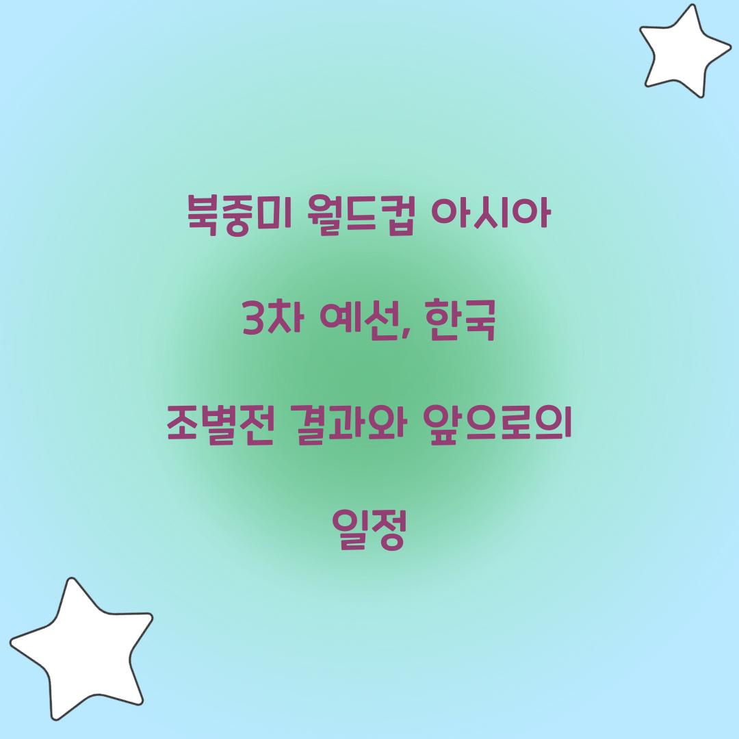 북중미 월드컵 아시아 3차 예선