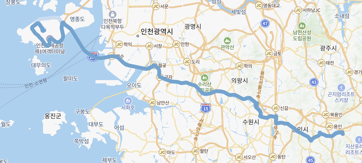 8866 공항버스 운행지도