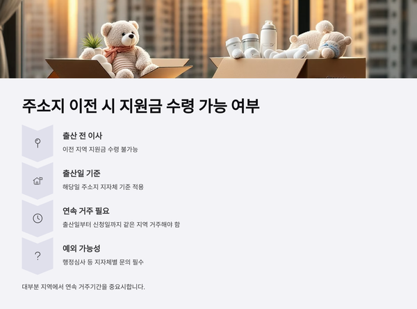 주소지 이전 시 출산장려금 받을 수 있나?