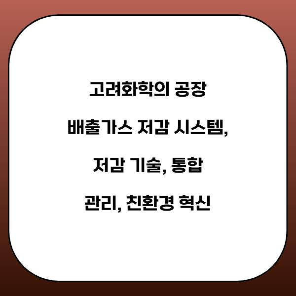 고려화학의 공장 배출가스 저감 시스템