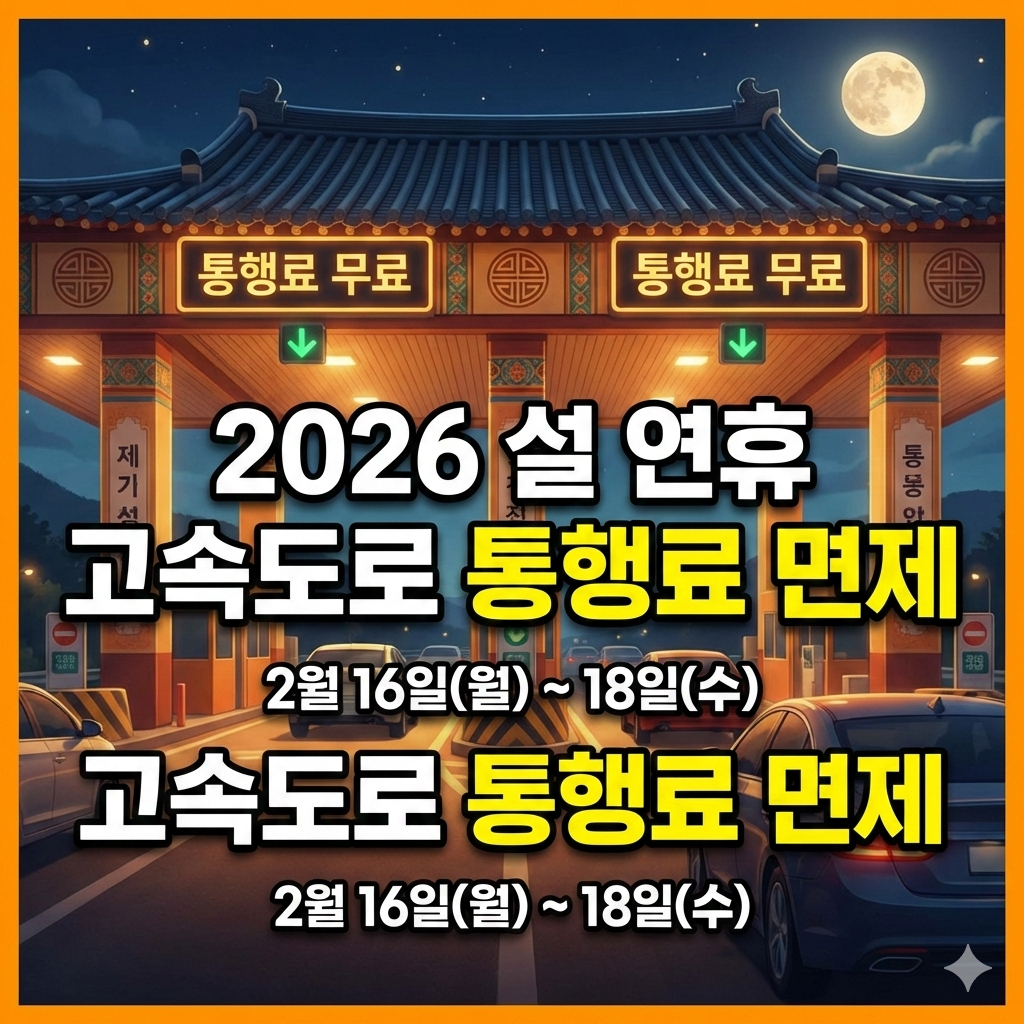 2026년 설 연휴 고속도로 통행료 면제 시간과 대상 노선 완벽 정리
