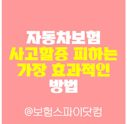 자동차보험 사고할증 피하는 가장 효과적인 방법