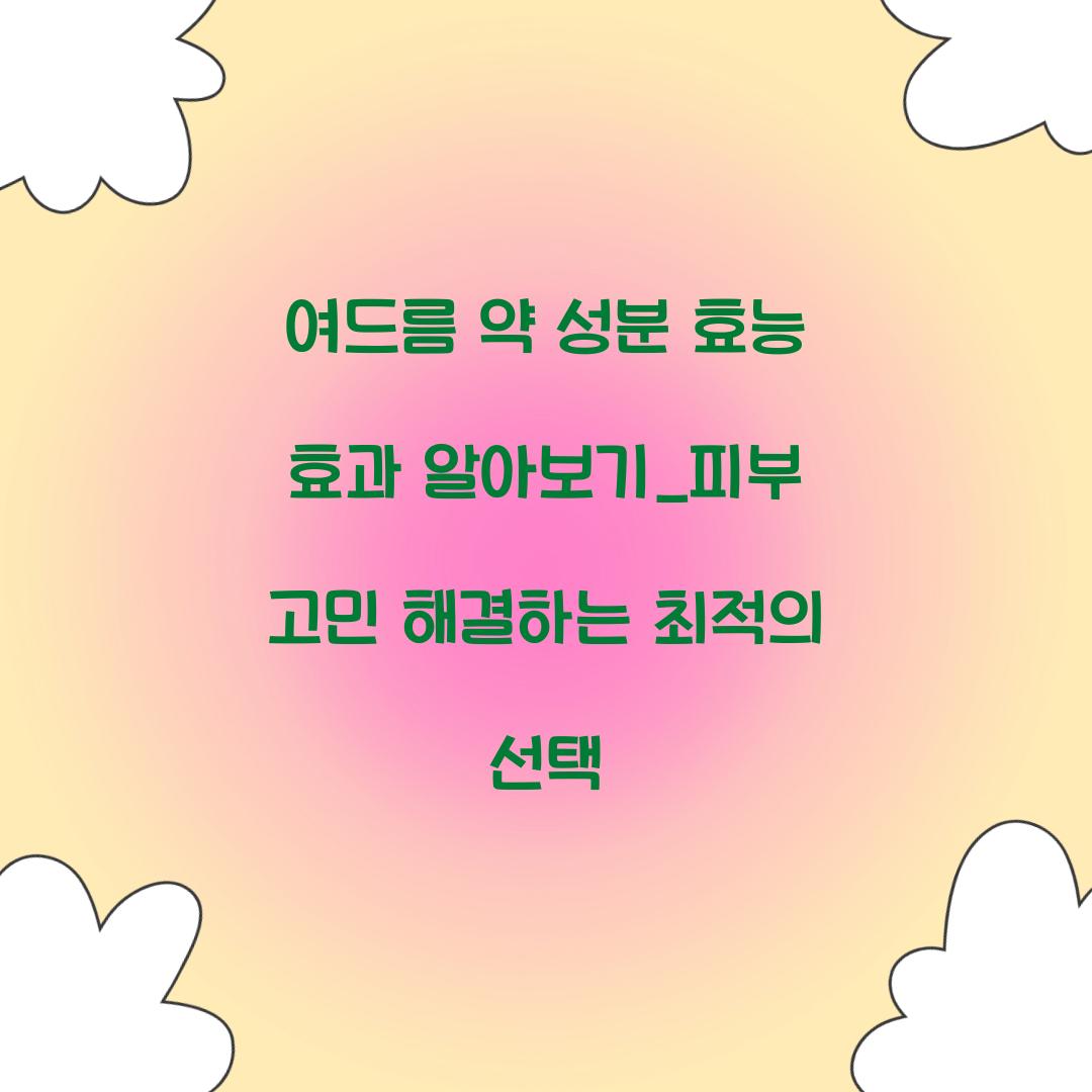 여드름 약 성분 효능 효과