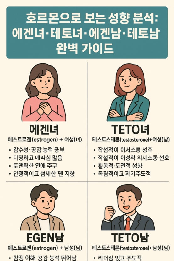 테토남·에겐남·테토녀·에겐녀란? 호르몬 관점으로 알아보는 성향의 차이 관련 사진