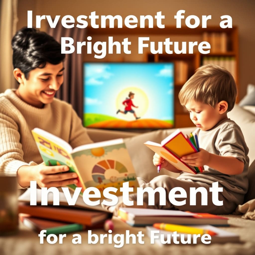 부모가 아이와 함께 책을 읽거나, 아이가 학용품을 사용하는 모습, 또는 아이가 꿈을 향해 달려가는 듯한 밝고 희망찬 장면을 추상적으로 표현할 수 있습니다. 자녀장려금이 단순히 생활비 지원을 넘어 아이의 교육이나 성장에 기여한다는 의미를 내포합니다. 긍정적이고 희망적인 분위기의 일러스트 또는 따뜻한 느낌의 사진 스타일입니다.