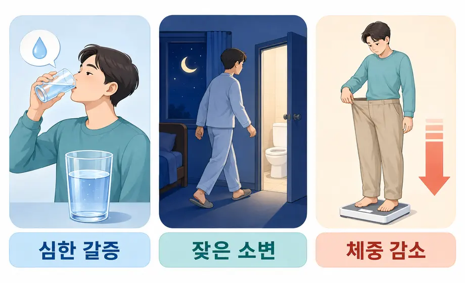 당뇨병 초기증상인 심한 갈증과 잦은 소변, 체중 감소
