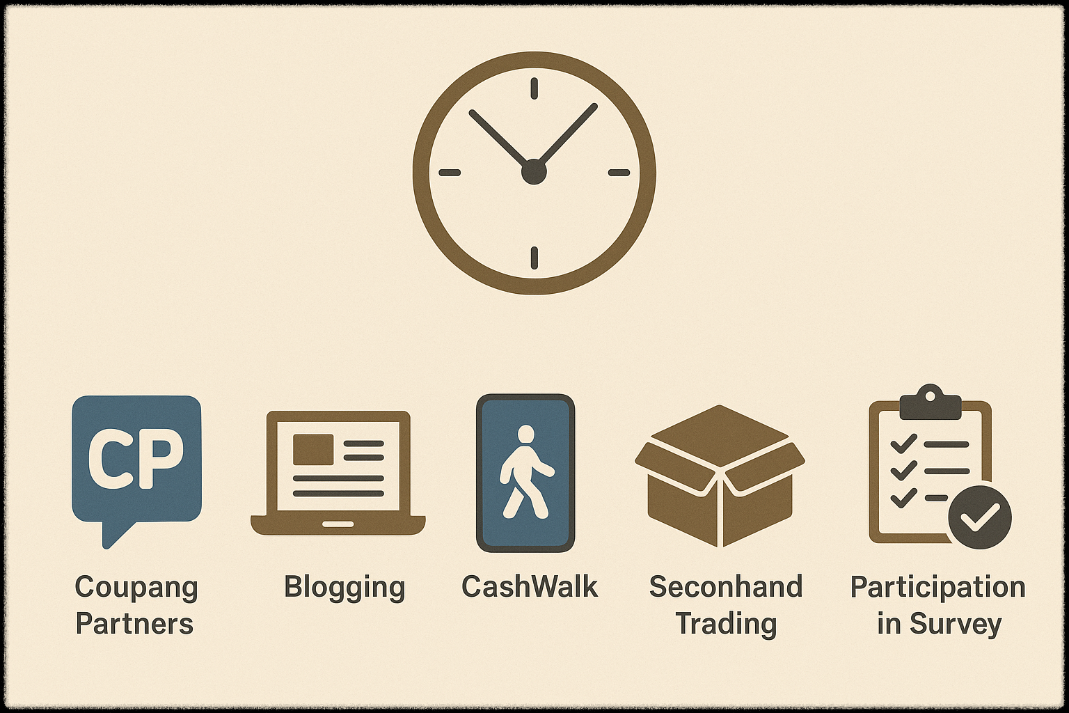 블로깅, 앱테크, 중고거래 등 주요 부업을 나타낸 이미지