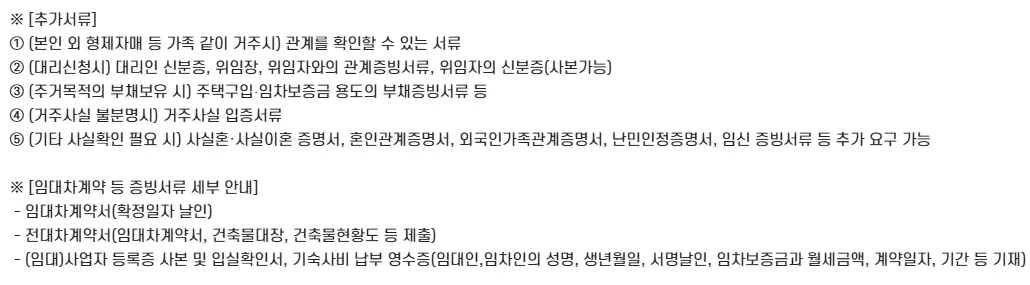인청광역시 청년 월세 지원 대상 서류