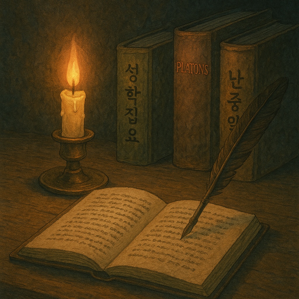 &ldquo;책상 위 오래된 기록과 촛불 &mdash; 기억의 책임을 묻는 철학자&rdquo;