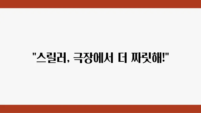 영화관에서 리뷰하는 스릴러 영화의 매력