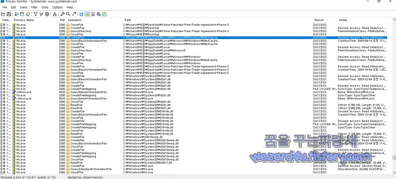 악성코드가 접근한 캐쉬 및 쿠키