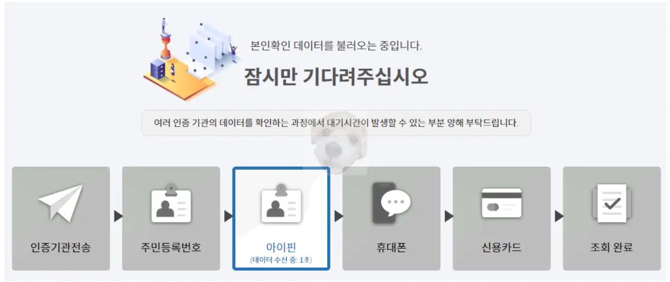 본인확인 데이터 추출 중인 사진