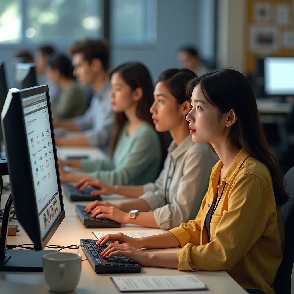 SNS관리 일을 하는 사람들 이미지