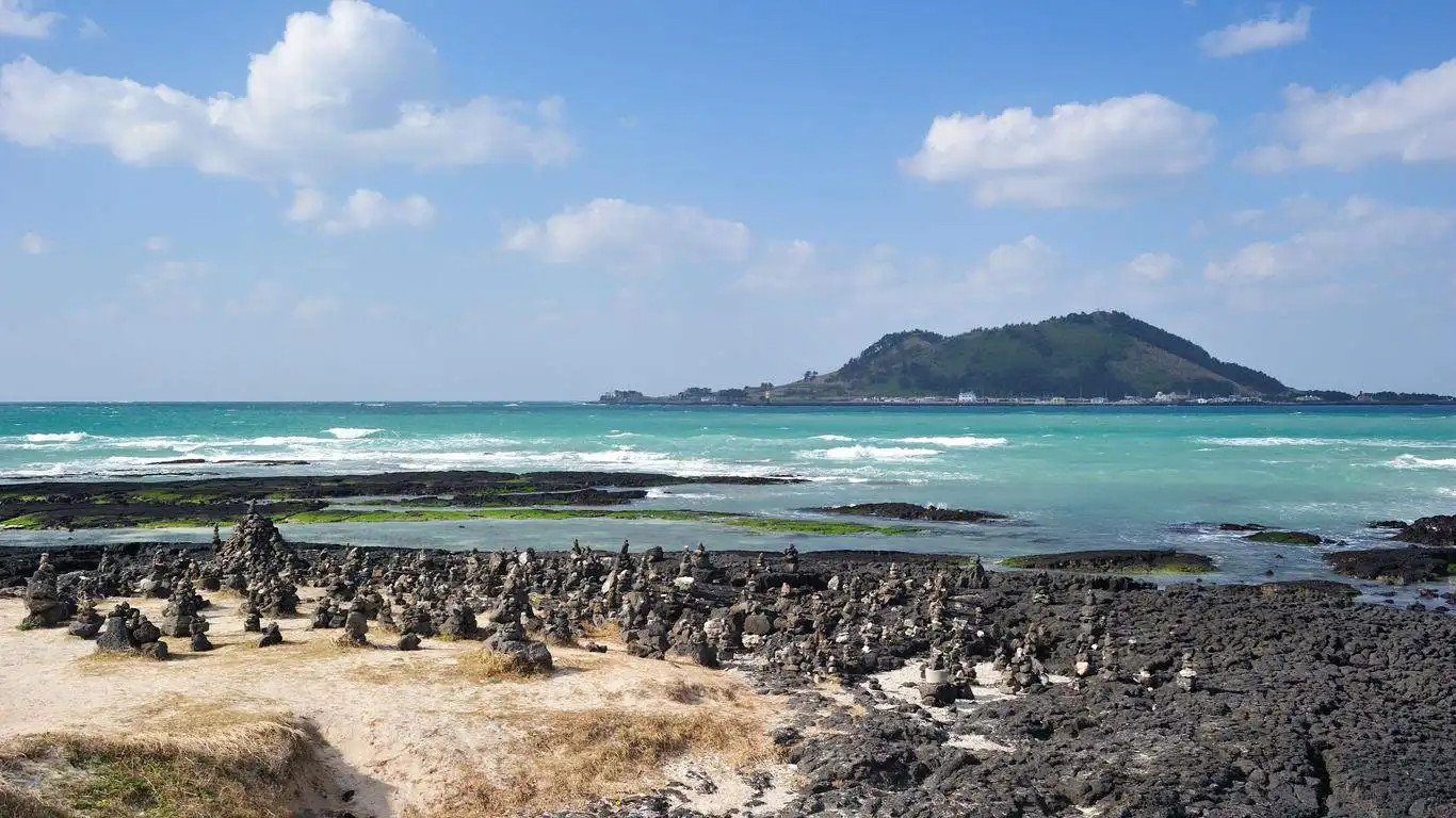 제주도 협재해수욕장 비양도섬
