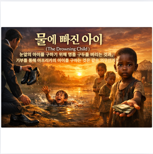 물에 빠진 아이 (The Drowning Child) : 눈앞의 아이를 구하기 위해 명품 구두를 버리는 것과, 기부를 통해 아프리카의 아이를 구하는 것은 같은 의무인가?