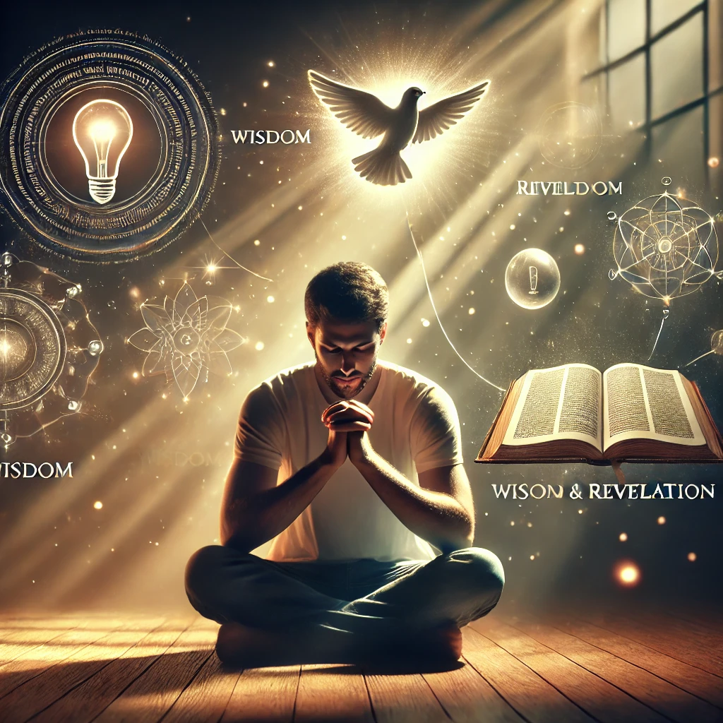 Here is the image showing a person in a peaceful setting, taking a moment to thank God for wisdom and revelation, and praising Him for His glory. The scene captures a brief yet meaningful time of reflection and prayer, emphasizing reverence, peace, and spiritual connection.