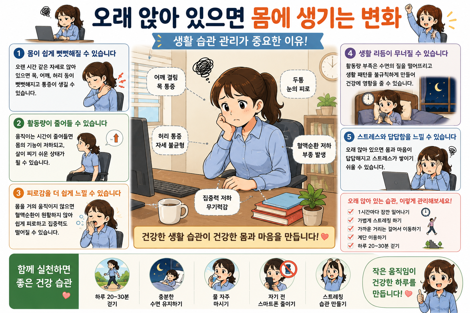 오래 앉아 있으면 몸에 생기는 변화