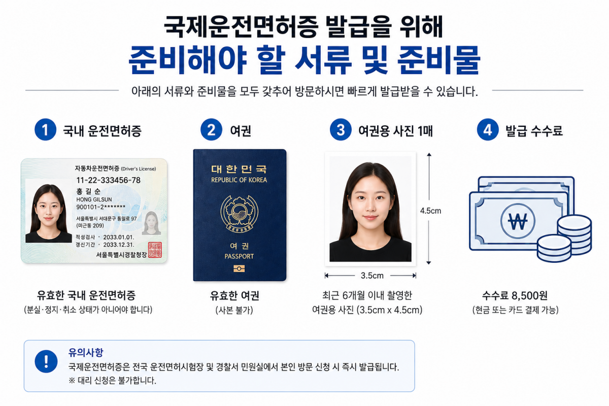 국제운전면허증 발급 준비물과 제출 서류 안내
