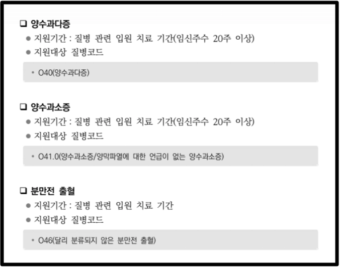 고위험임산부 의료비지원 조건확인