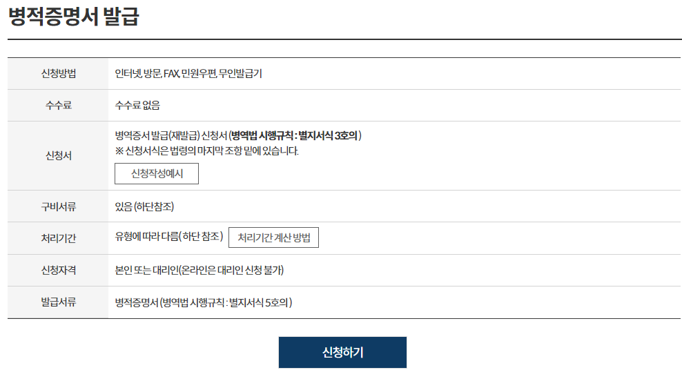 병적증명서 발급방법