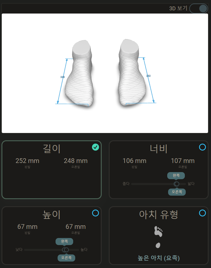 Foot 3D 스캐너 결과 사진
