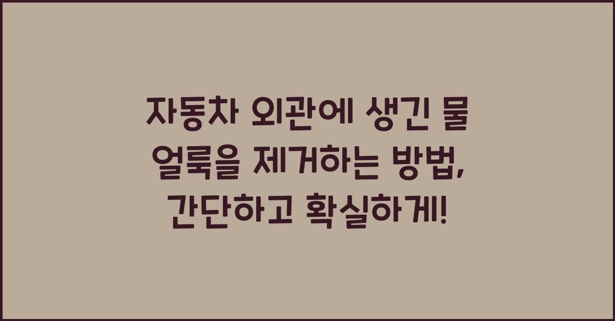 자동차 외관에 생긴 물 얼룩을 제거하는 방법