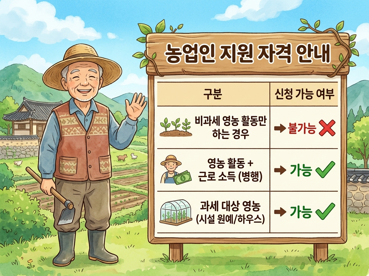농업인 자녀장려금 신청 가능 조건 유형별 비교 인포그래픽