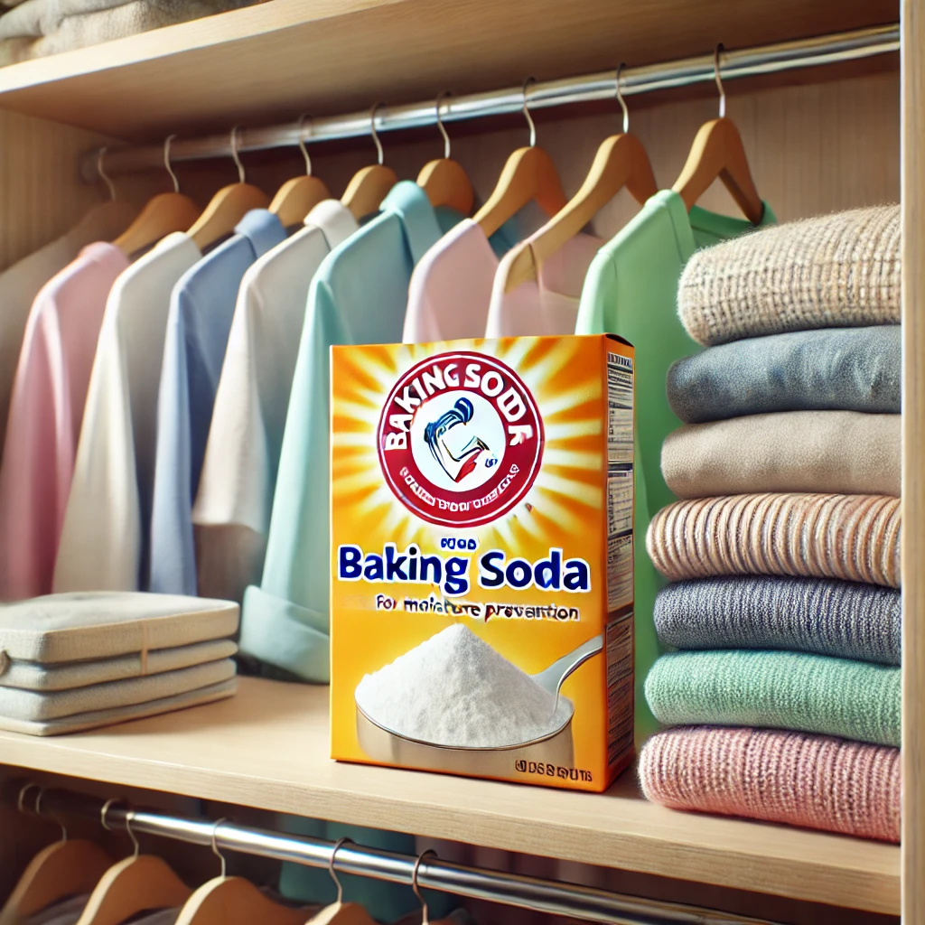 옷장 속에 베이킹소다가 놓여 있다