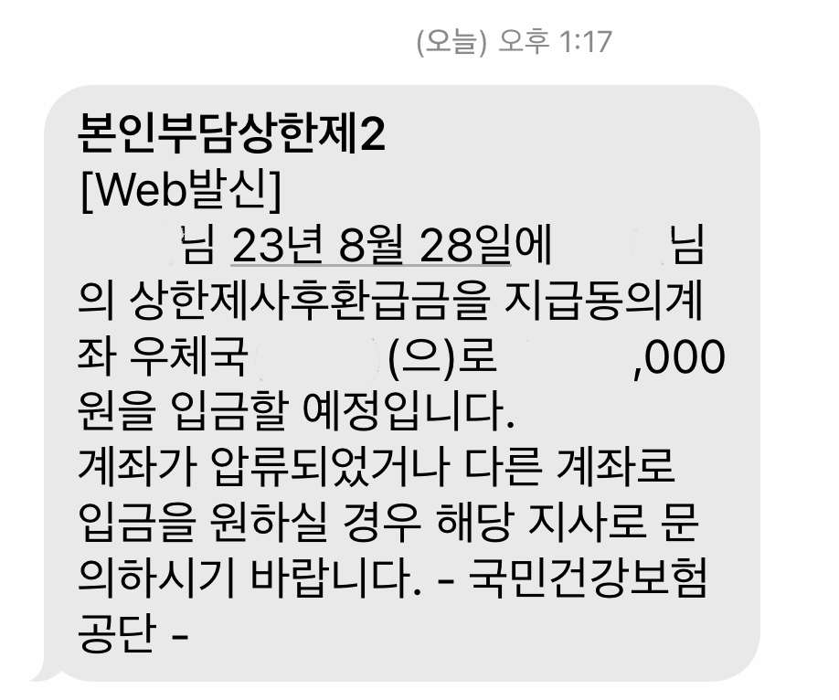 상한제사후환급금-안내문자