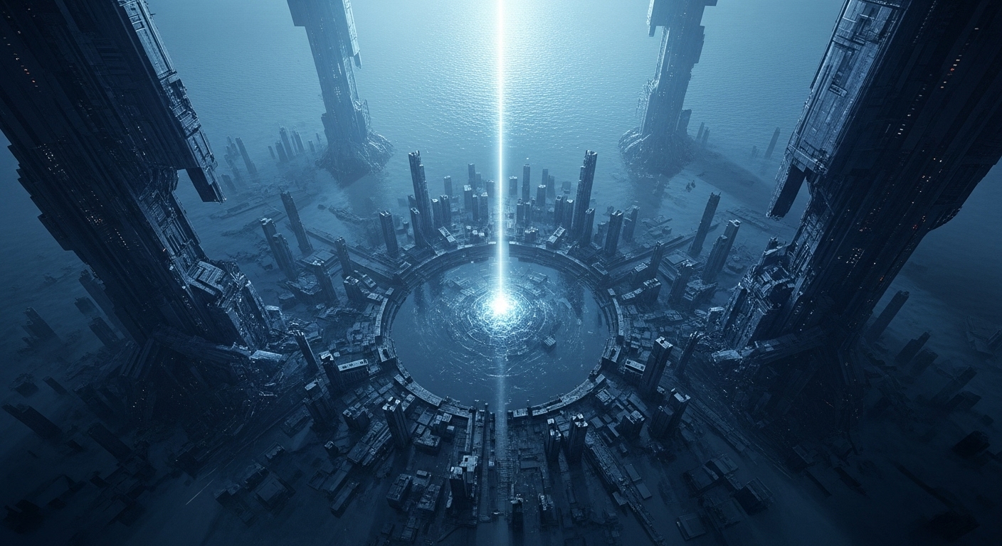 어두운 수중 도시를 뚫고 비치는 한 줄기 빛, 한국 SF 재난 영화의 새로운 지평을 상징함