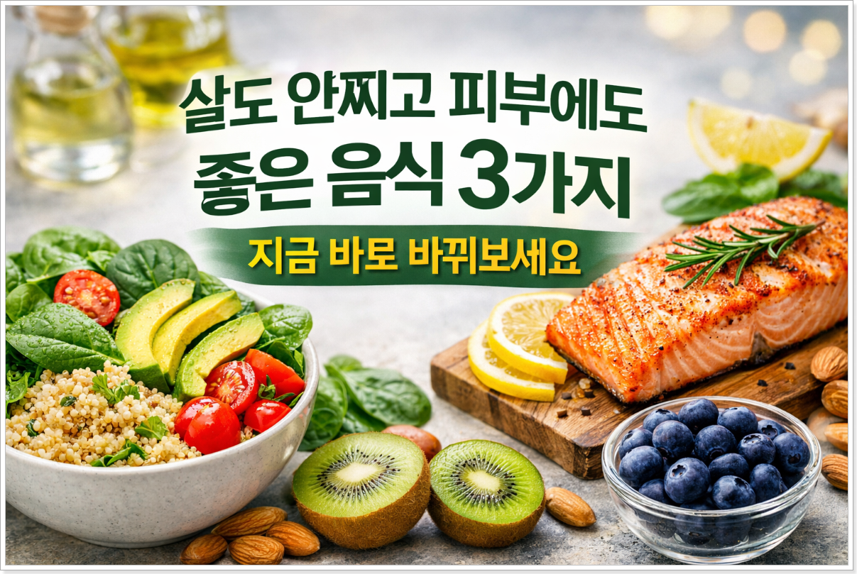 살도 안찌고 피부에도 좋은 음식 3가지