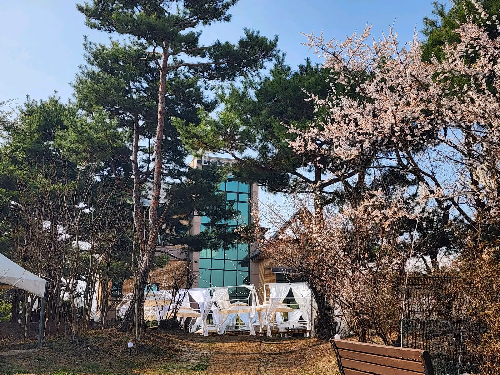 에스타시온 야외 정원 가는 길