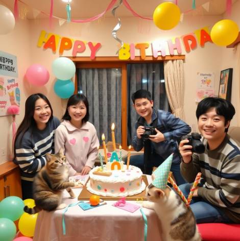 반려동물 생일파티와 가족 행사 모습