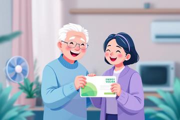 에너지 바우처 지원 카드를 받은 노부부