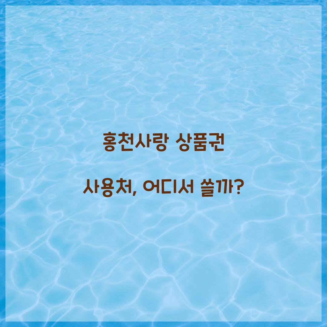 홍천사랑 상품권 사용처